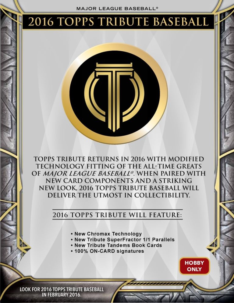 2016 Topps Tribute Baseball Checklist