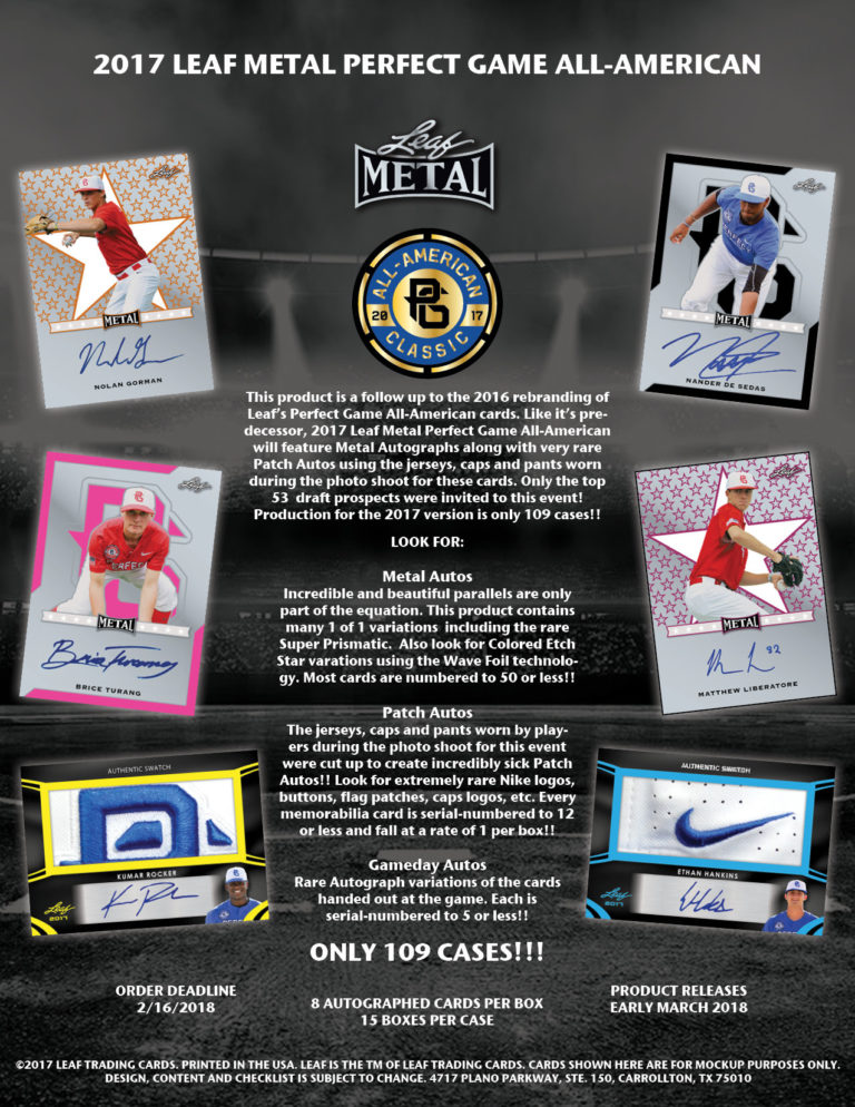 2017 Leaf Metal Perfect Game All-American Baseball Checklist