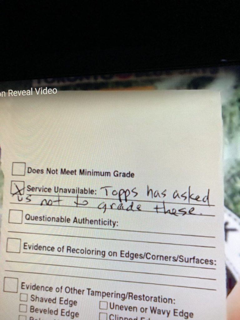 Topps Tells Beckett BGS Don’t Grade These Cards