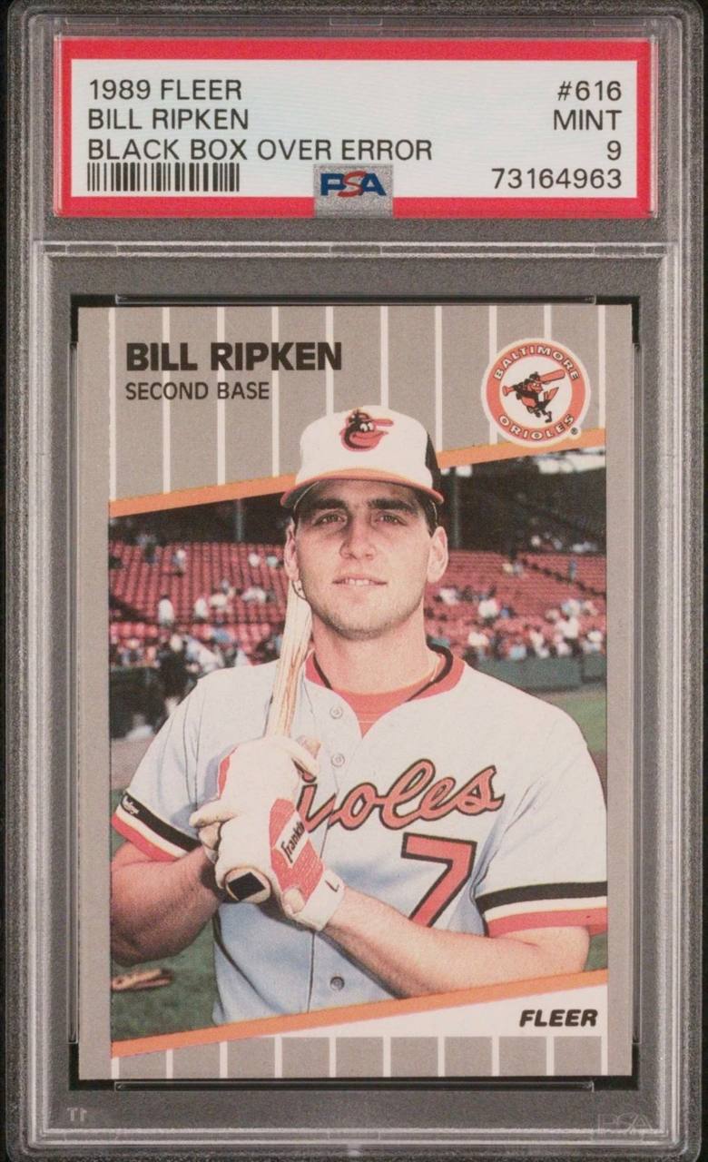1989 Fleer Billy Ripken Black Box Variant PSA 9