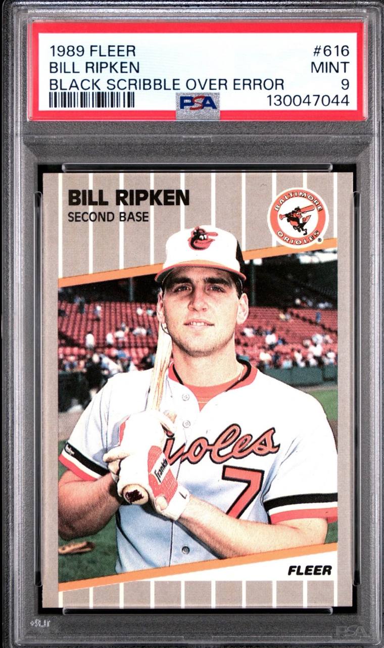 1989 Fleer Billy Ripken Black Scribble Variant PSA 9