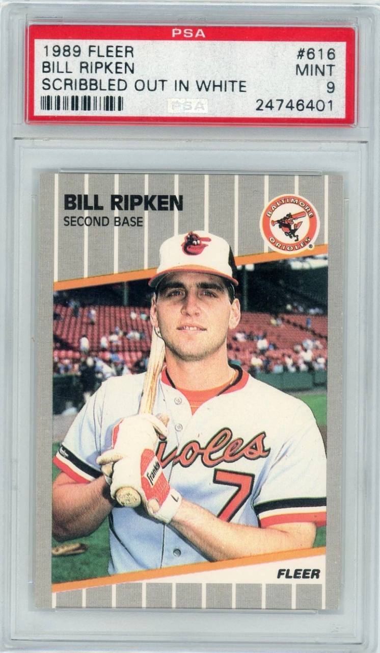 1989 Fleer Billy Ripken White Scribble Variant PSA 9
