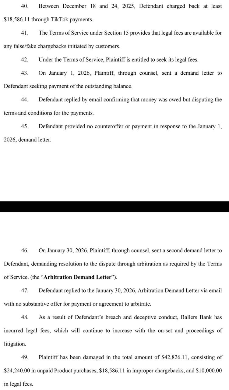 Ballers Bank complaint page 4