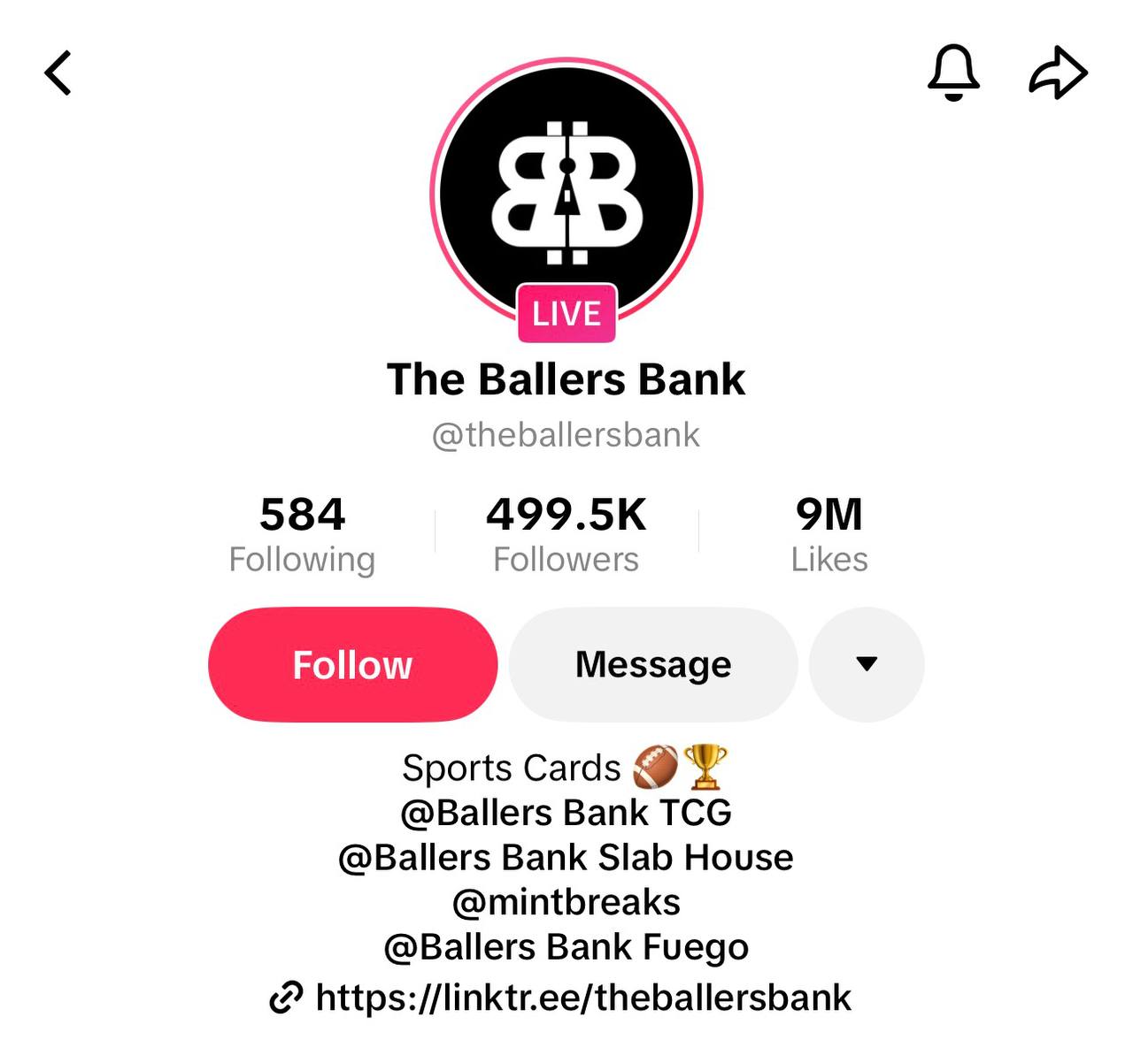 The Ballers Bank TikTok profile