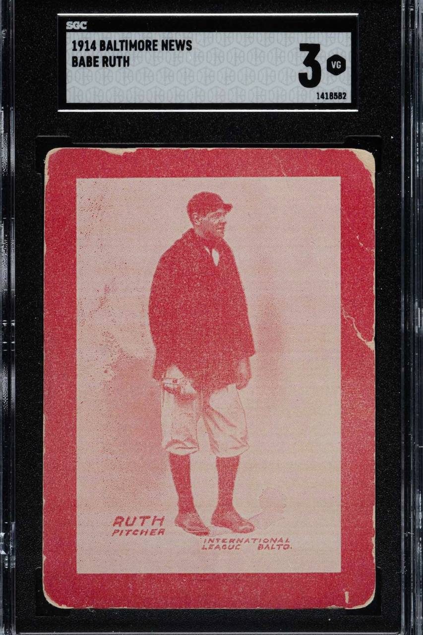 1914 Baltimore News Babe Ruth rookie card graded SGC VG 3