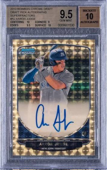 2013 Bowman Chrome Draft Pick Autographs Aaron Judge Superfractor 1/1 BGS 9.5