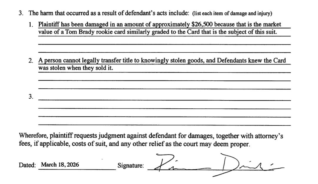 Damages section of the complaint