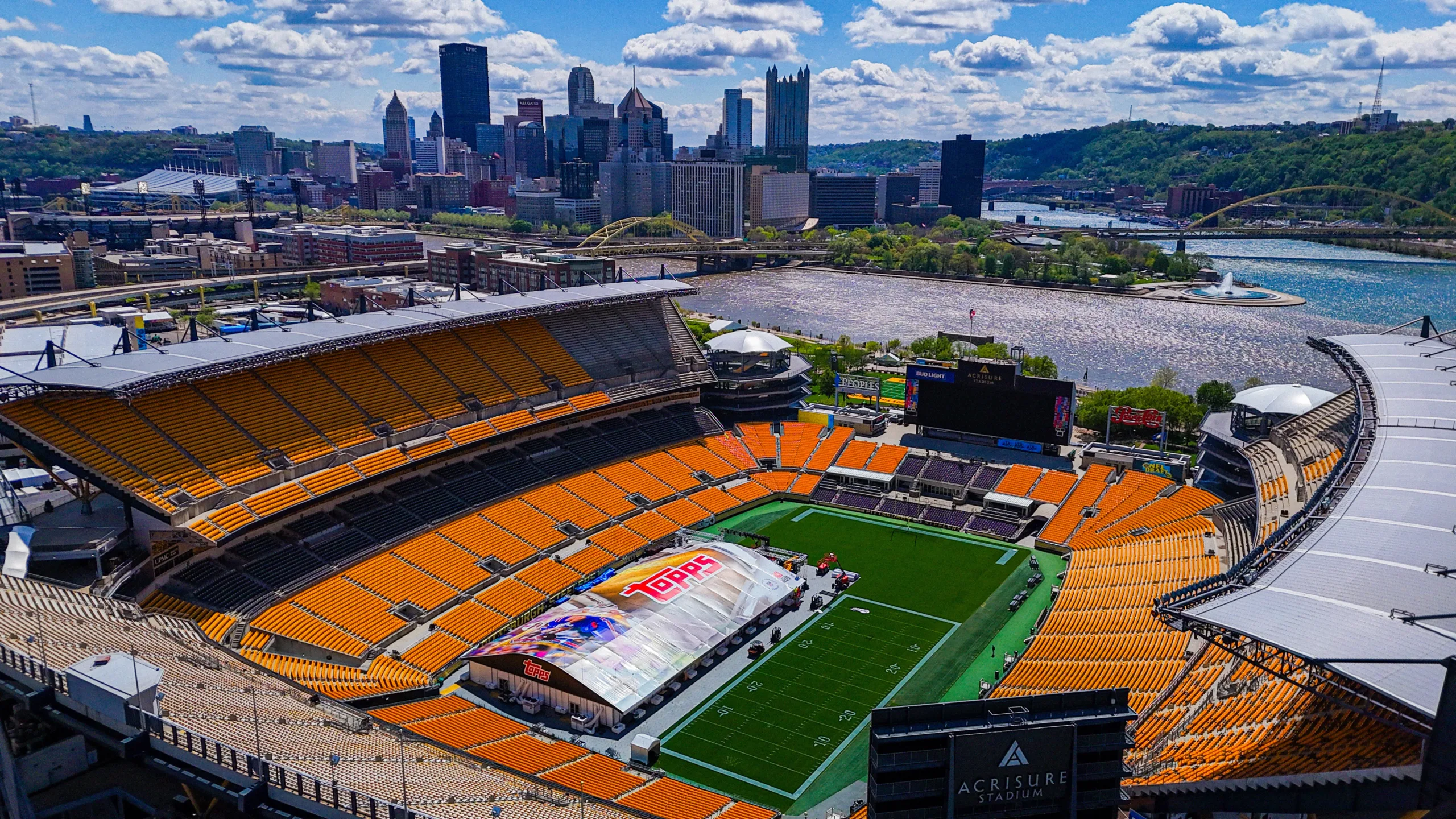 Aerial view of Pittsburgh during 2026 NFL Draft weekend